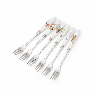 Royal Worcester Wrendale Designs Christmas Pastry Forks, Set Of 6 In White