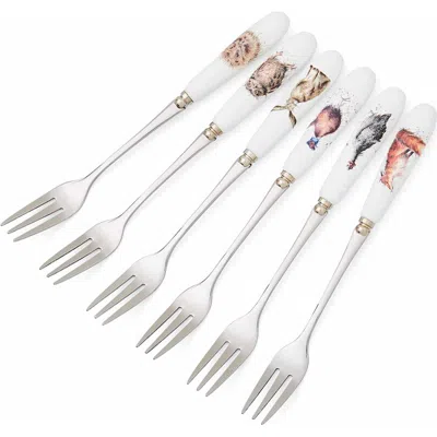Royal Worcester Wrendale Designs Pastry Forks 6" , Set Of 6 In White