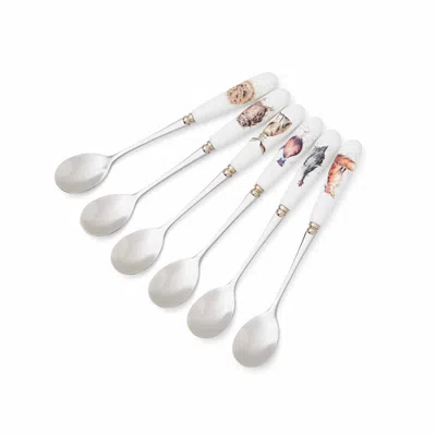 Royal Worcester Wrendale Designs Teaspoons 6", Set Of 6 In White