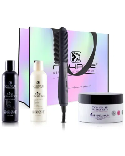 Royale Black Ceramic Straightening Brush W/ Cleanse & Treat Collection