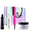 Royale Hot Pink Ceramic Straightening Brush W/ Cleanse & Treat Collection