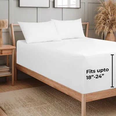 Royale Linens Extra Deep Pocket Only | Size Deep Pocket | Fits 18 Inch To 24 Inch Thick Mattress | Soft & Breathab In White