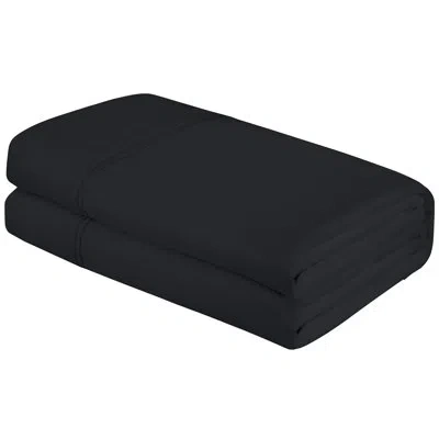 Royale Linens | Ultra Soft Brushed Microfiber Flat Sheets Only | Wrinkle Free & Stain Resistant | Hotel Quality To In Black