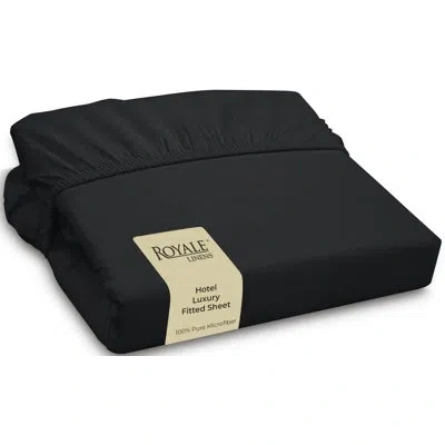 Royale Linens | Ultra Soft Brushed Microfiber | Hotel Luxury Bottom Sheets | Wrinkle Free & Fade Resistant | Deep  In Black