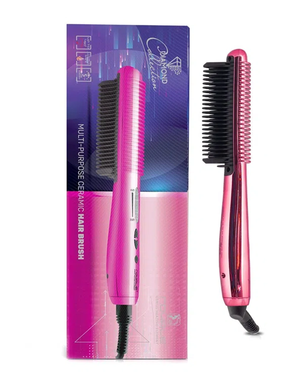 Royale Pink Electroplated Multipurpose Ceramic Hair Brush  display picture 3
