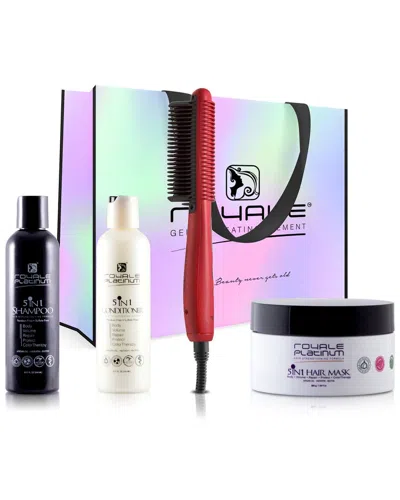 Royale Red Ceramic Straightening Brush W/ Cleanse & Treat Collection