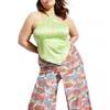 Royalty By Maluma Womens Handkerchief Hem Solid Halter Top In Green