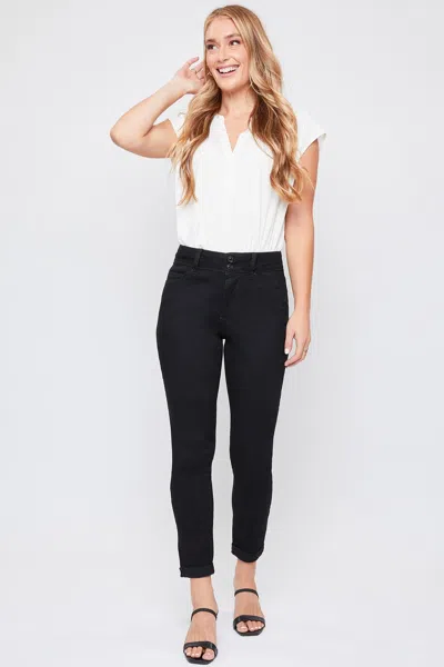 Royalty Women's Essential 2-button Roll Cuff Ankle Jeans In Black