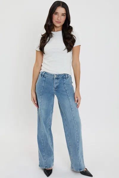 Royalty Women's Front Seam Wide Leg Jeans In Blue