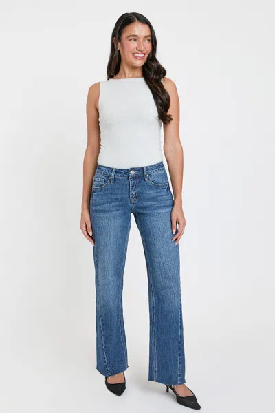 Royalty Women's High Rise Wide Leg Jeans With Angled Seam In Blue