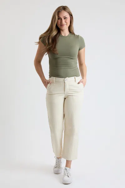 Royalty Women's High Rise Wide Leg Jeans With Elastic Back In Neutral