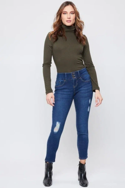 Women's Petite 3 Button High Rise Skinny Jean In Blue from YMI Jeans