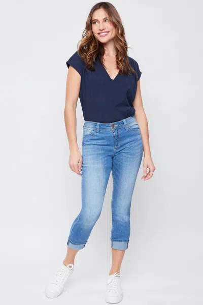 Royalty Women's Petite Wannabettabutt Mega Cuff Ankle Jeans In Blue