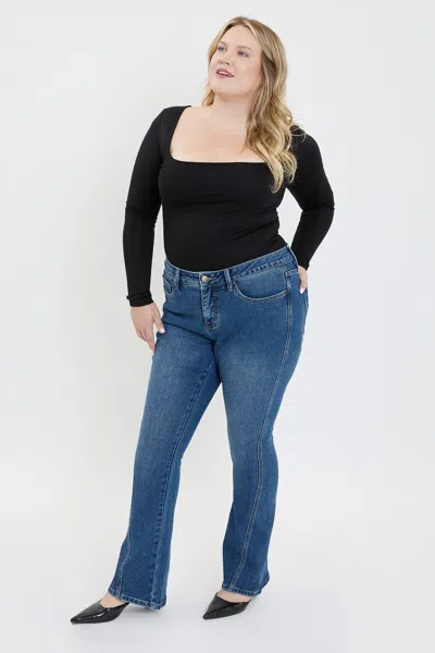 Royalty Women's Plus Curve Seam Flare Jeans In Blue