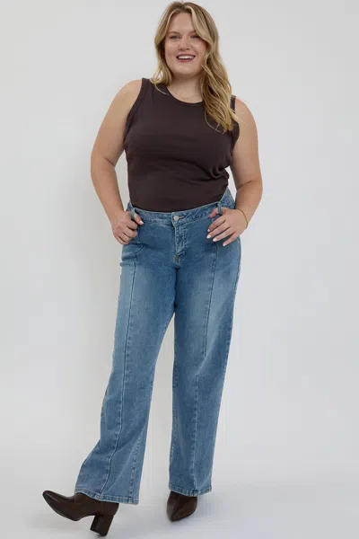 Royalty Women's Plus Front Seam Wide Leg Jeans In Blue