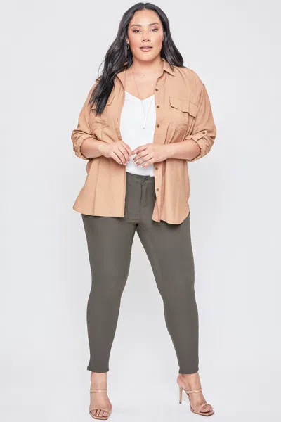Royalty Women's Plus Hyperstretch Skinny Pants, Dark Olive In Green