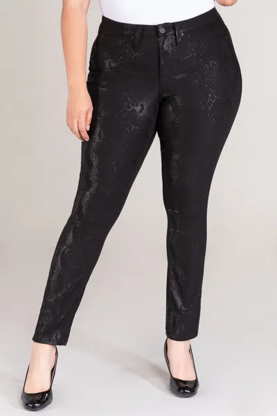 Royalty Women's Plus Size Hyperstretch Skinny Pants, Coated Snake In Black