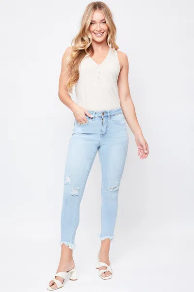 Royalty Women's Vintage High Rise Frayed Hem Ankle Jean In Blue