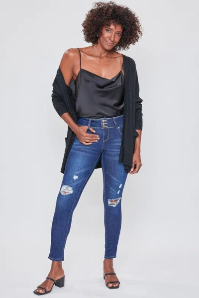 Royalty Women's Wannabettabutt 3 Button Skinny Ankle Jeans In Blue