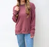 Royce Brand Abrianna Long Sleeve French Terry Crewneck Fleece In Mauve In Multi
