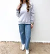 Royce Brand Abrianna Long Sleeve French Terry Crewneck Fleece In Oatmeal In White