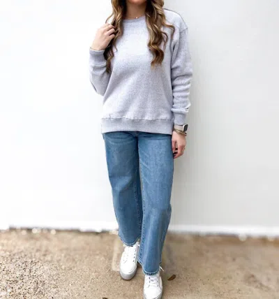 Royce Brand Abrianna Long Sleeve French Terry Crewneck Fleece In Oatmeal In White