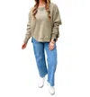 Royce Brand Abrianna Ls French Terry Crewneck Fleece In Sand In Beige
