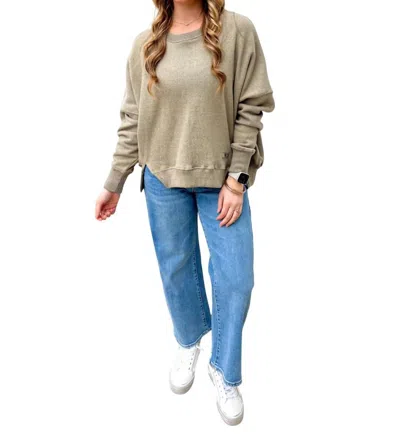 Royce Brand Abrianna Ls French Terry Crewneck Fleece In Sand In Beige