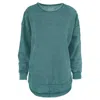 Royce Brand Melange Hi-low Ls Poncho Fleece In Emerald In Gold