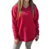 Royce Brand Melange West Hall Ls Fleece In Crimson In Pink