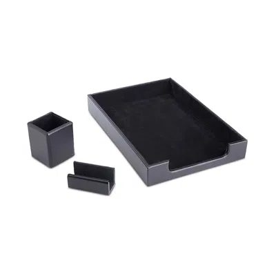 ROYCE NEW YORK 3 PC. SUEDE LINED EXECUTIVE DESK ACCESSORY SET