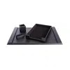 Royce New York Suede Lined Executive 4-piece Desk Accessory Set In Black