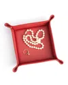 Royce New York Travel Leather Catchall Valet Tray In Red
