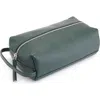 Royce New York Compact Leather Toiletry Bag In Dark Green