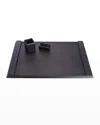 Royce New York Leather Suede-lined 3-piece Executive Desk Accessory Set In Black