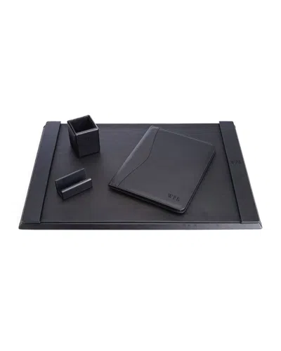 ROYCE NEW YORK MONOGRAMMED LEATHER EXECUTIVE PORTFOLIO & DESK ACCESORY SET
