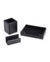 Royce New York Suede Lined Executive 3-piece Desk Accessory Set In Black