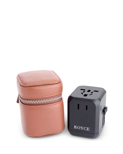 Royce New York International Travel Adapter & Leather Case In Multi