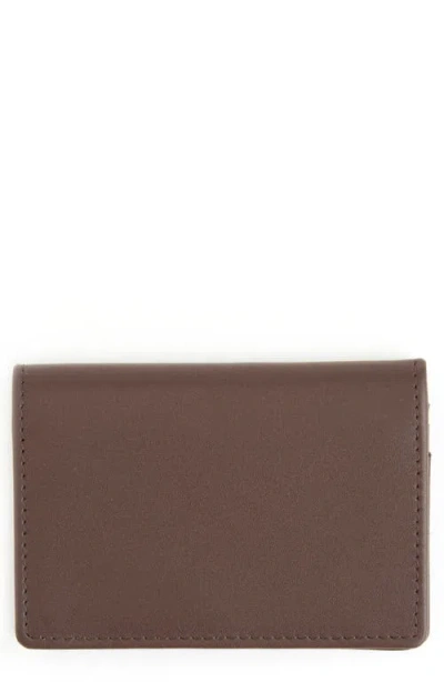 Royce New York Leather Card Case In Brown- Deboss