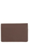 Royce New York Leather Card Case In Brown- Silver Foil