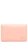 Royce New York Leather Card Case In Light Pink - Silver Foil