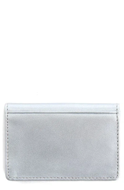 Royce New York Leather Card Case In Silverold Foil