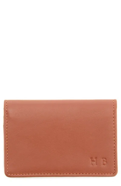 Royce New York Leather Card Case In Tan- Gold Foil