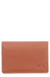 Royce New York Leather Card Case In Tan- Silver Foil