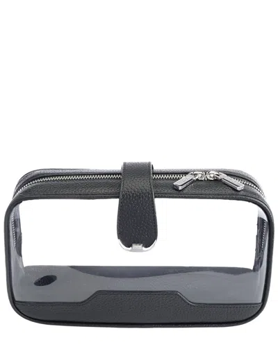 Royce New York Leather Clear Double-sided Leather Cosmetic Case In Black