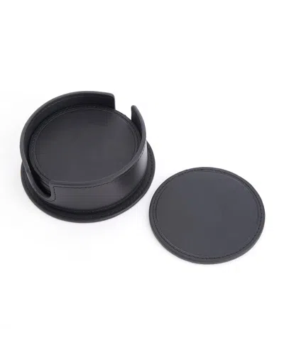 Royce New York Leather Coasters, Set Of 6 In Black