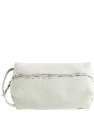 Royce New York Leather Compact Cosmetic Travel Bag In White