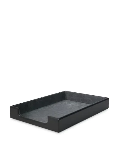 Royce New York Leather Desktop Letter Tray Organizer In Black
