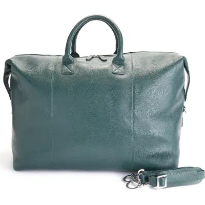 Royce New York Leather Weekender Duffel Bag In Dark Green