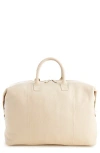 Royce New York Leather Weekender Duffel Bag In Taupe